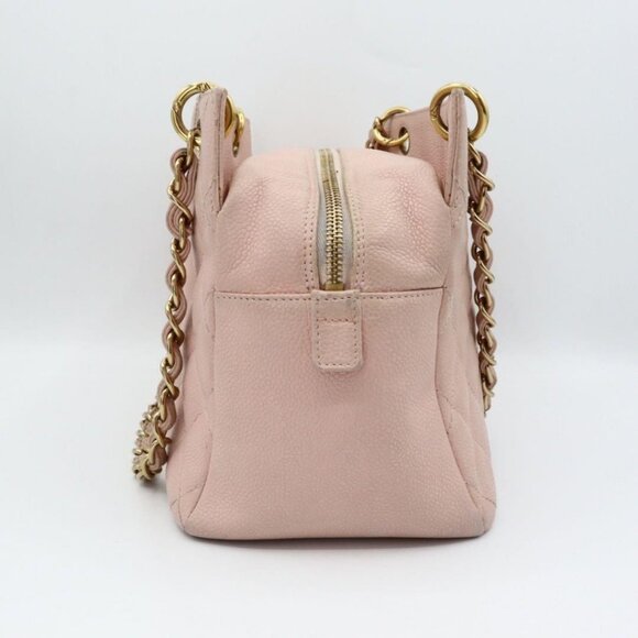 Authentic CHANEL Caviar Petite Timeless Shopper Tote Quilted Shoulder Bag Pink - Picture 5 of 9